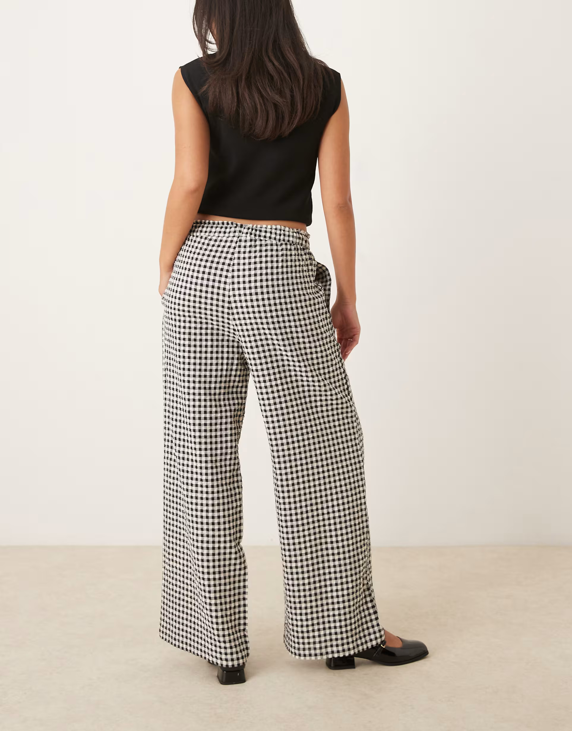 ASOS DESIGN wide leg trouser in black gingham | ASOS | ASOS (Global)
