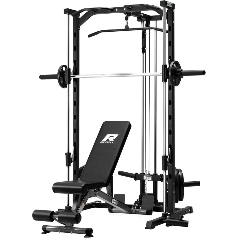 RitFit Smith Machinefor Home Gym, Power Cage Weight Half Rack Weight Lift with LAT-Pull Down Syst... | Walmart (US)