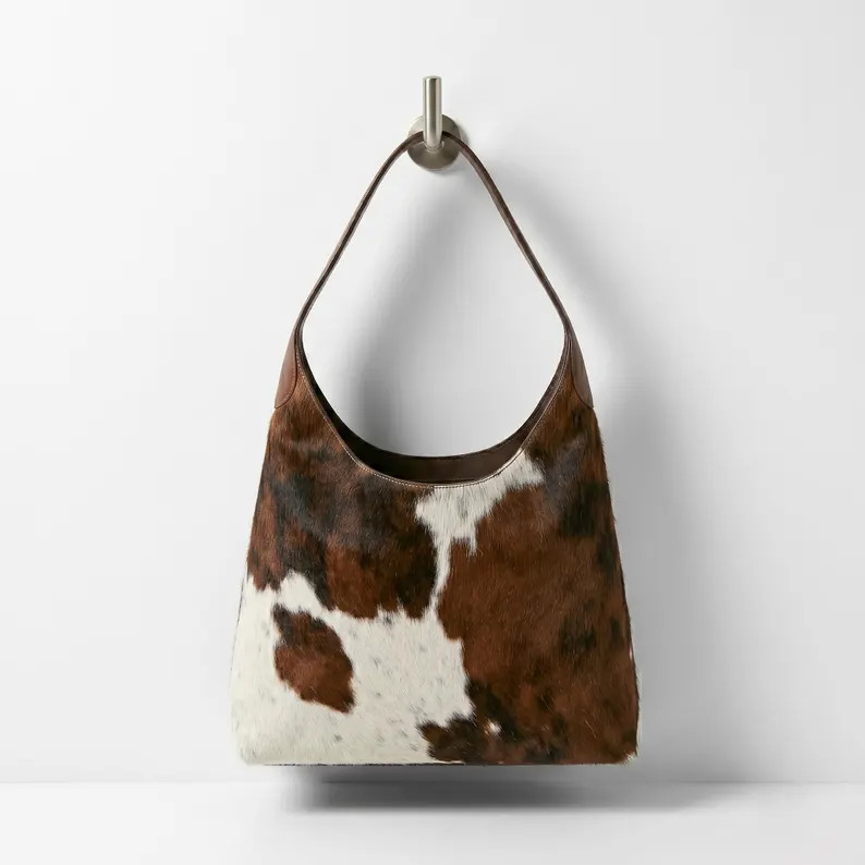 Cowhide Hobo Shoulder Bag Hairon Hide Purse Real Leather Tote Handmade Western Bag - Etsy | Etsy (Global)