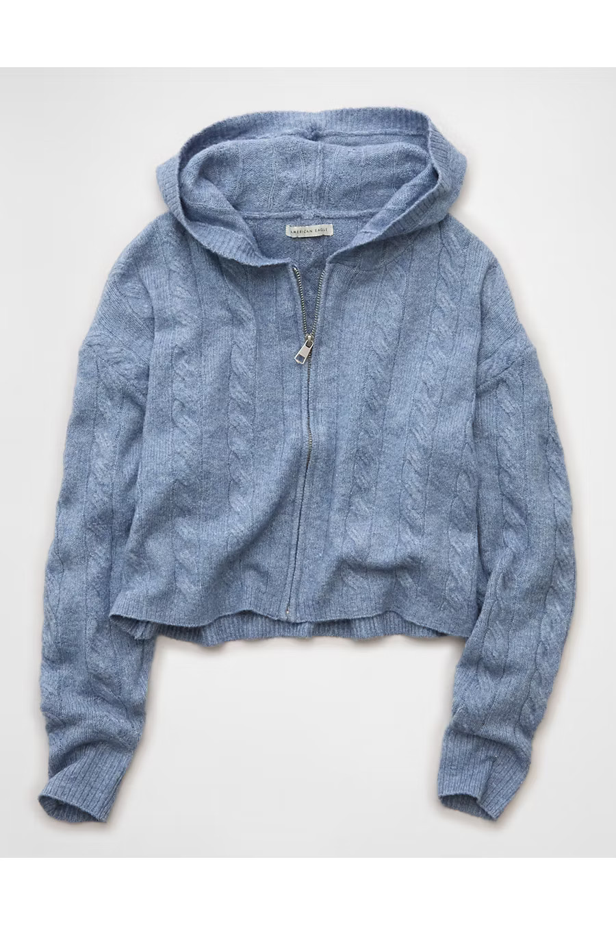 AE Whoa So Soft Cropped Zip-Up Hoodie Women's Blue M | American Eagle Outfitters (US & CA)