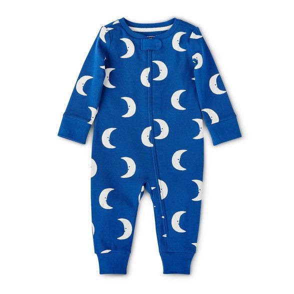 Baby Moon Print Front Zipper Long Sleeve Pajama - Christian Robinson x Target Blue | Target