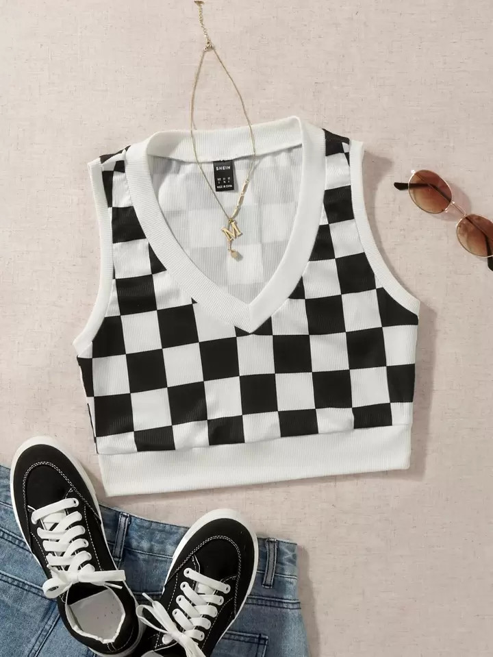 Checker Print Tank Top | SHEIN