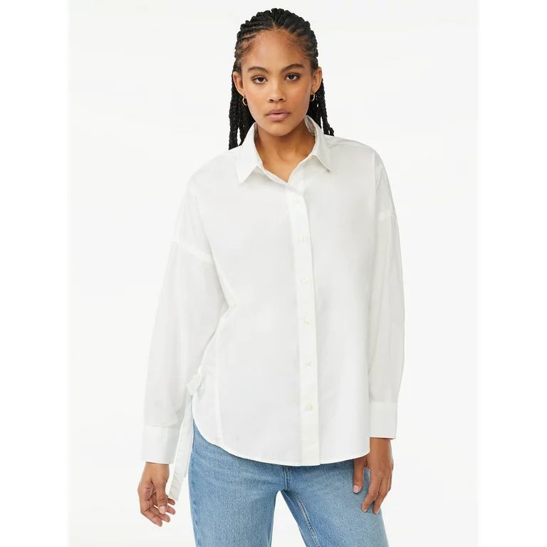 Free Assembly Women's Oversized Square Shirt with Side Tie | Walmart (US)