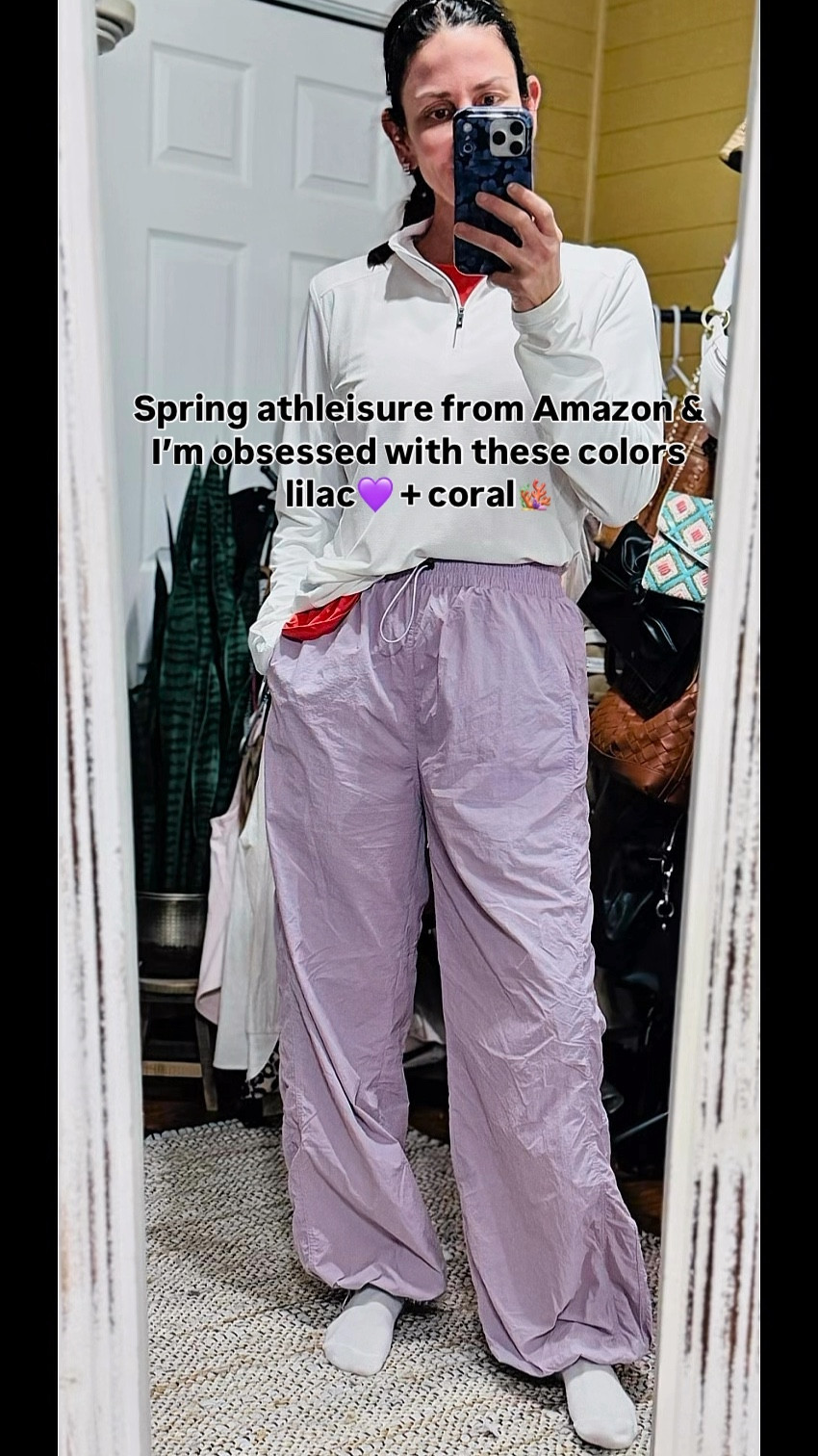 Amazon athleisure in lilac and coral for spring? Say less. 

These lilac lightweight pants are so comfortable and breathable, and I love pairing them with a coral top for a little pop of color. It’s the perfect mix of cute and casual.

This is the kind of outfit you can wear for errands, travel, workouts, or everyday life and still look put together.

Bonus: You can easily transition it with layers when the weather shifts. Throw on a jacket, vest, or hoodie and it works into cooler temps too.

Comfy, flattering, and such a fun spring color combo. 💜🪸

#LTKActive #LTKmomlife #LTKOver40