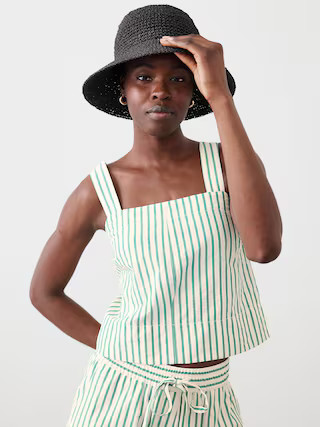 Seersucker Boxy Topstitch Tank | Banana Republic Factory | Banana Republic Factory