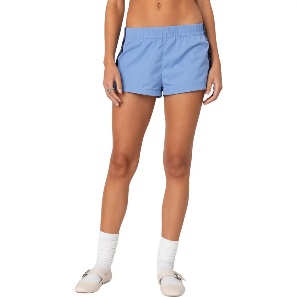 EDIKTED Nikki Stripe Nylon Shorts in Blue at Nordstrom, Size X-Small | Nordstrom