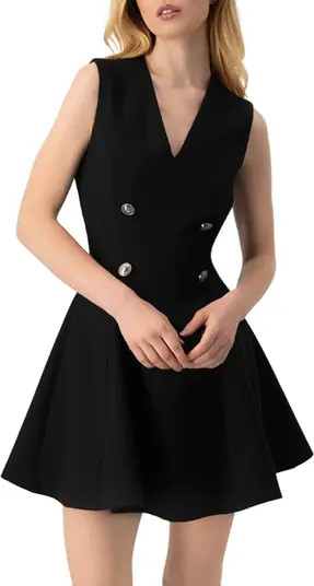 IVONNE Sleeveless Black Six Button Mini Dress | Nordstrom | Nordstrom