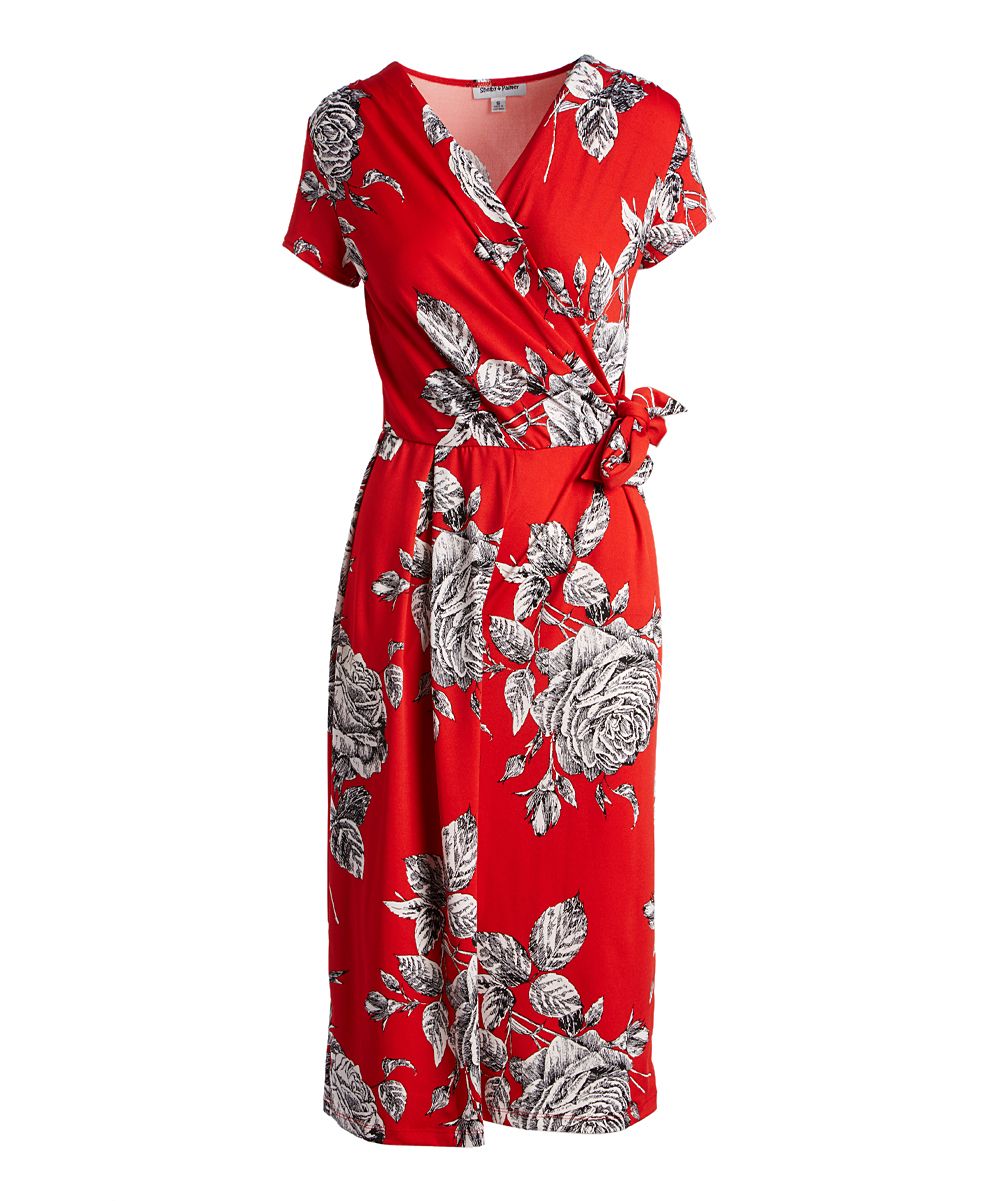 Red Floral Wrap Dress - Women | zulily
