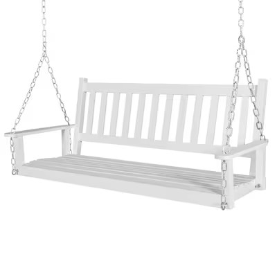 VEIKOUS 5FT White Wooden Porch Swing with High Back and Deep Seat - Seats 3 PeopleItem #4812682 |... | Lowe's