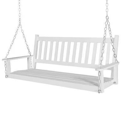 VEIKOUS 5FT White Wooden Porch Swing with High Back and Deep Seat - Seats 3 PeopleItem #4812682 |... | Lowe's