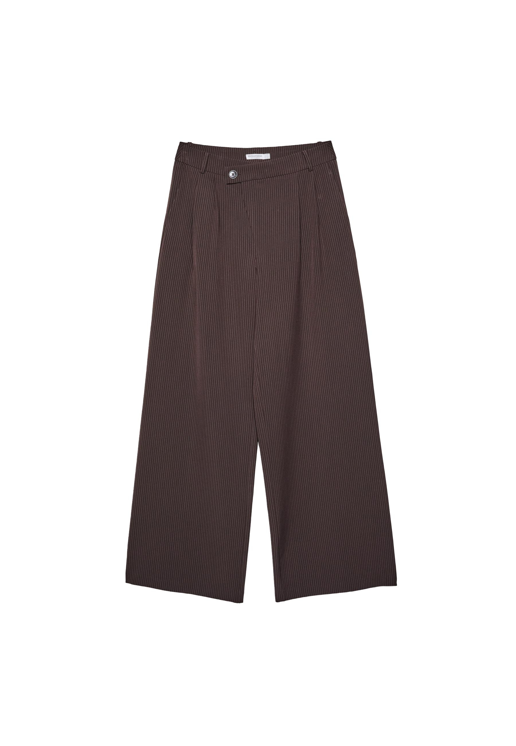 Pantalon habillé décontracté taille croisée rayures - Petite & Tall femme | Stradivarius Fra... | Stradivarius (FR)