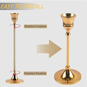 Candlestick Holders,Taper Candle Holder for Candlesticks Gold Brass Vintage Candle Stick Candle H... | Amazon (US)