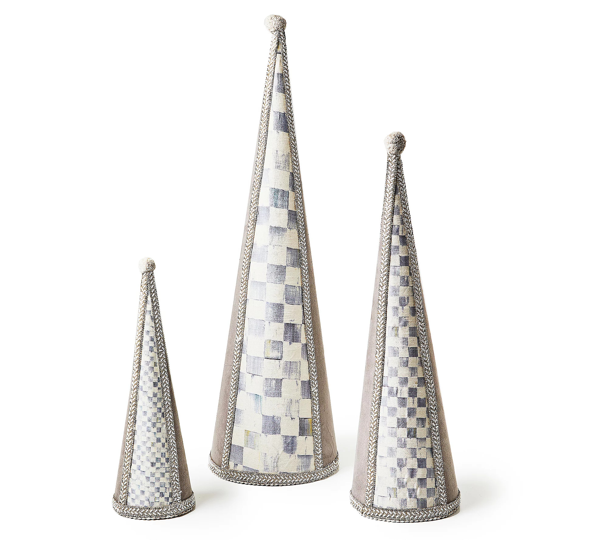 MacKenzie-Childs Set of 3 Crystal Palace Suede Cone Trees | QVC