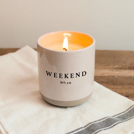 Weekend Soy Candle - Cream Stoneware Jar - 12 oz | Walmart (US)