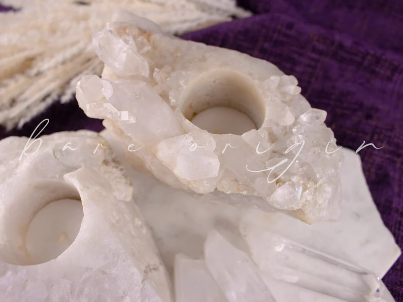 Quartz Cluster Candle Holder Pair of 2||ethical Vegan Shop|high End Crystals - Etsy | Etsy (US)