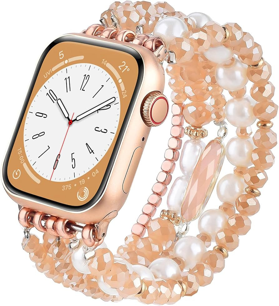 V-MORO Beaded Boho Bracelet Compatible with Apple Watch Band 38mm/41mm/40mm Women Series 9 8 7 6 ... | Amazon (US)