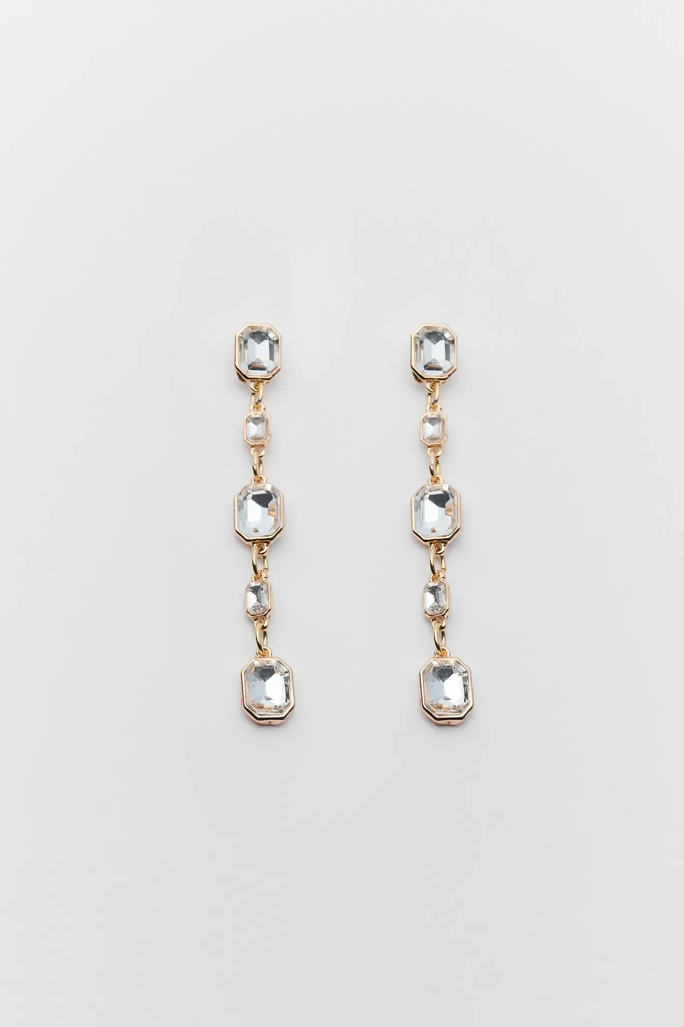 Diana Gold Rhinestone Drop Earrings | Avara