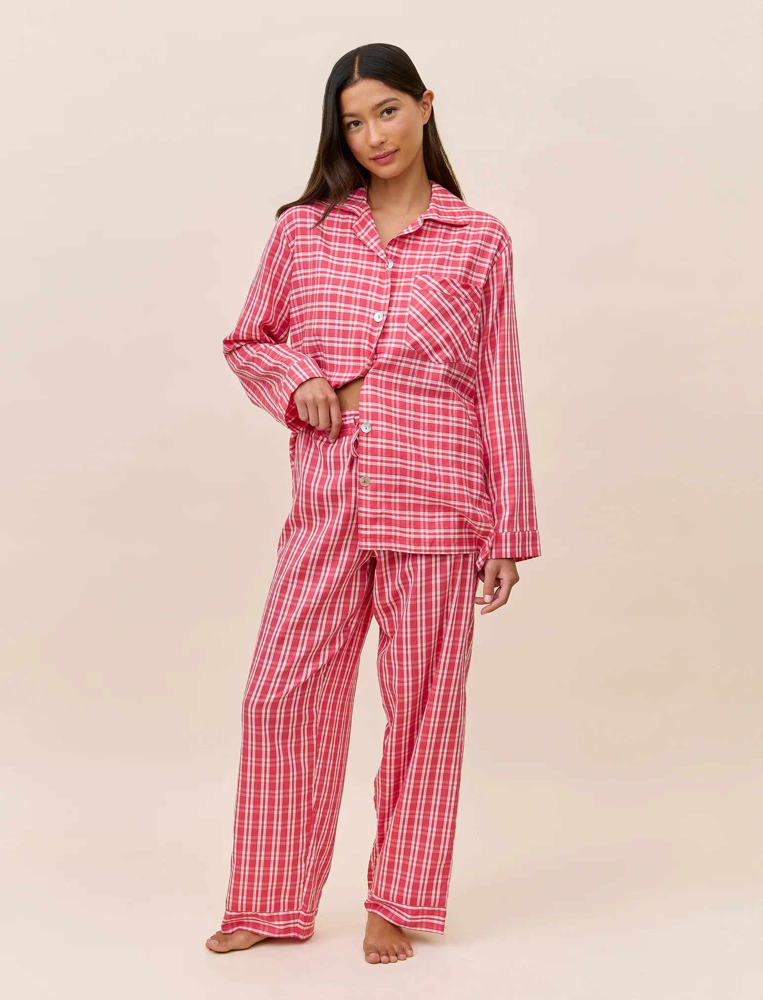 Holiday Plaid Full Length PJ Set | Papinelle Sleepwear US