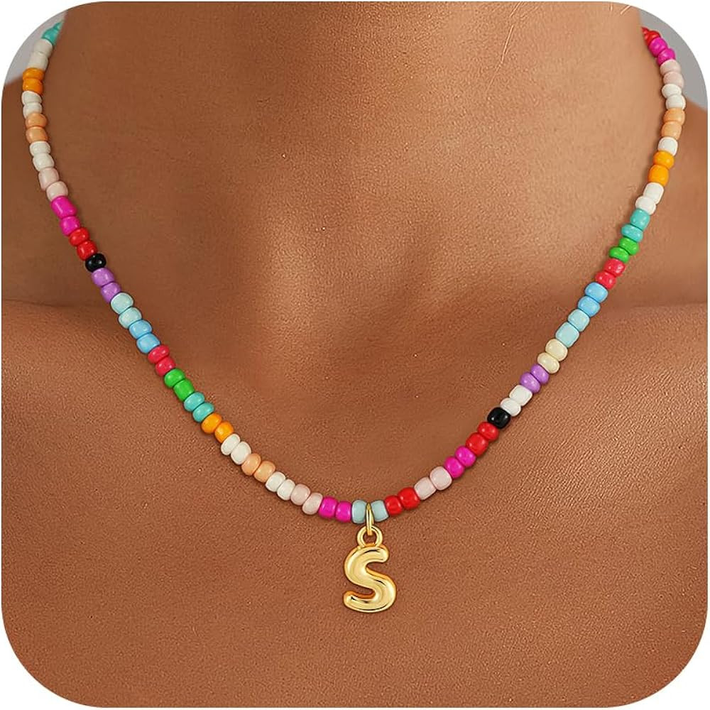 Easter Gifts for Kids Teens Girls Women - Bubble Colorful Initial Necklaces for Teen Girl Gifts T... | Amazon (US)