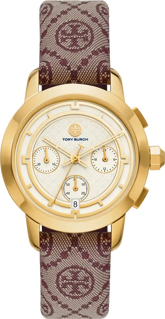 Tory Burch T-Monogram Chronograph Textile Strap Watch, 37mm | Nordstrom | Nordstrom