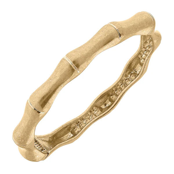 Mia Bamboo Latch Bangle in Worn Gold | CANVAS