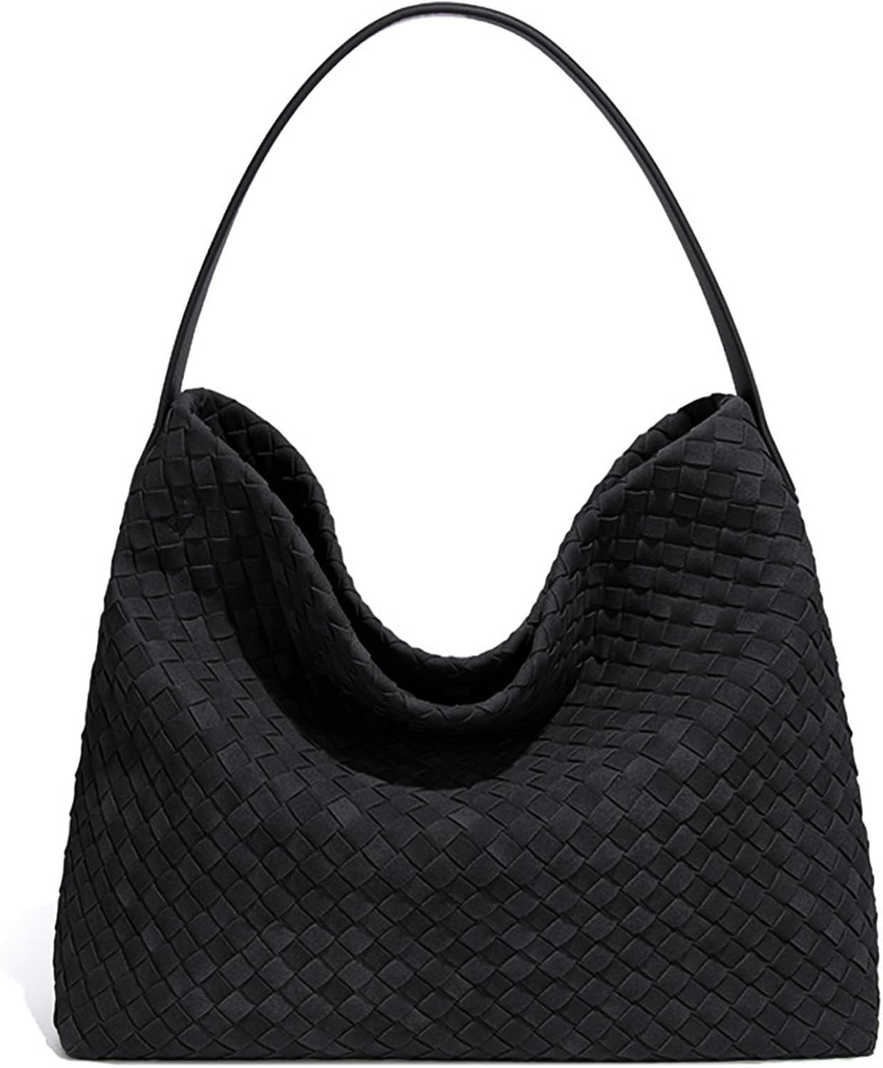 Woven Suede Hobo Bag for Women Trendy Slouchy Shoulder Tote Purse with Leather Crossbody Strap for Work Travel | Amazon (US)