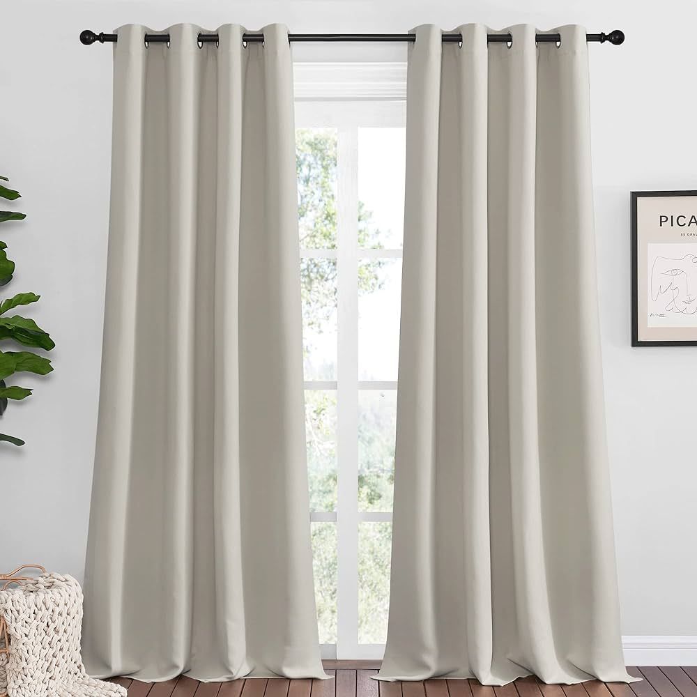 NICETOWN Natural Room Darkening Curtains 120" Long for Boho Farmhouse Home Decoration, 55" Wide, ... | Amazon (US)