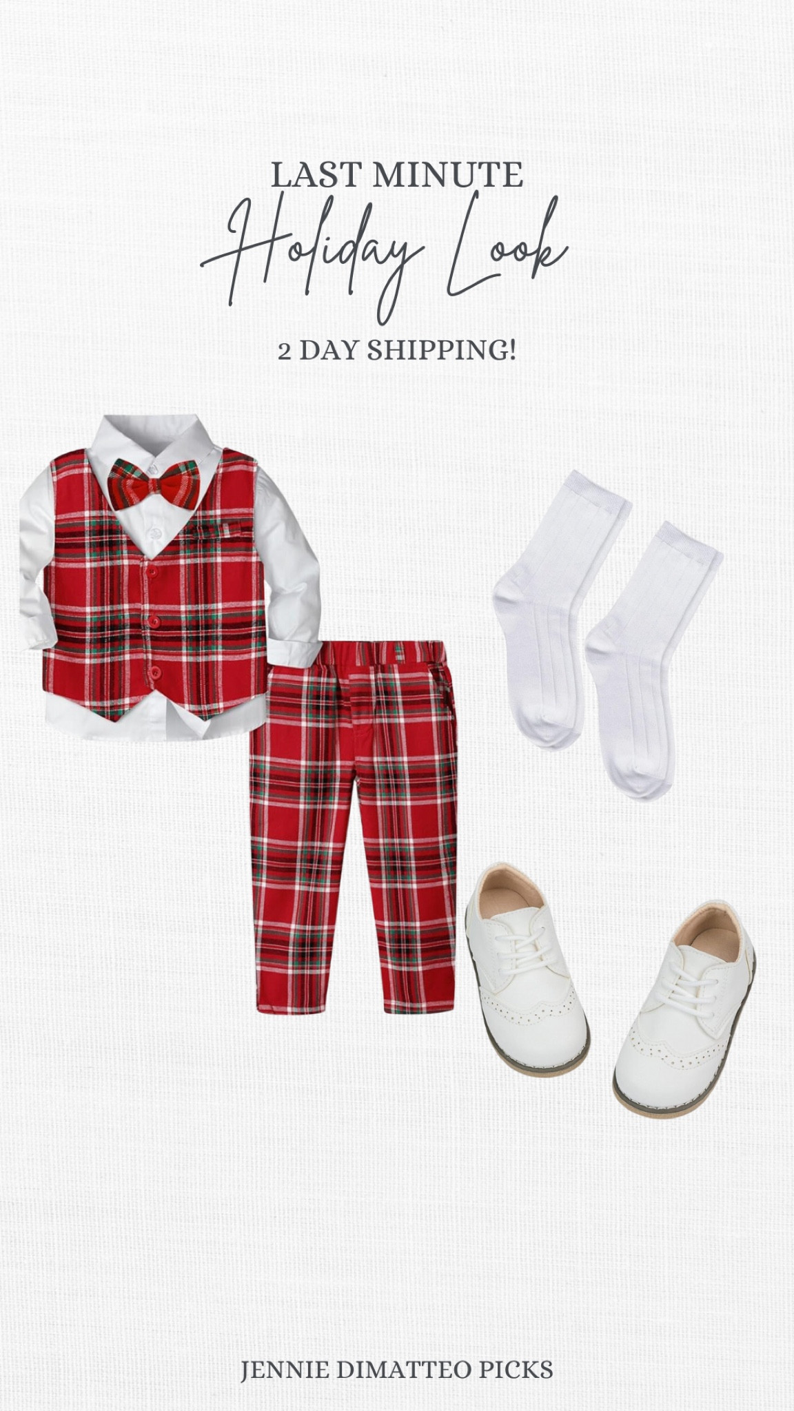 Holiday, Christmas, toddler boy, plaid, 3 piece set, vest, bow tie, socks, shoes, last minute holiday outfit. Boys holiday outfit. Boys Christmas suit

#LTKHoliday #LTKstyletip #LTKSeasonal