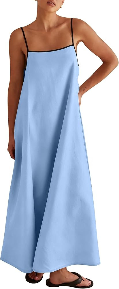 ANRABESS Womens Summer Maxi Dress Casual Spaghetti Straps Sundress Flowy Long Dresses with Pocket... | Amazon (US)