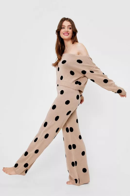 Polka Dot Wide Leg Loungewear Set | Nasty Gal (US)