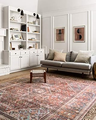 Loloi Loren Collection Vintage Printed Persian Area Rug 7'-6" x 9'-6" Brick/Midnight | Amazon (US)