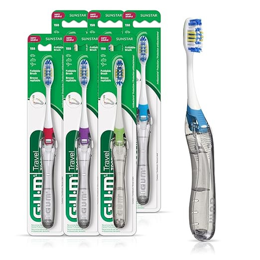 GUM Folding Travel Toothbrush - Compact Head + Tongue Cleaner - Soft Bristled Travel Toothbrushes... | Amazon (US)