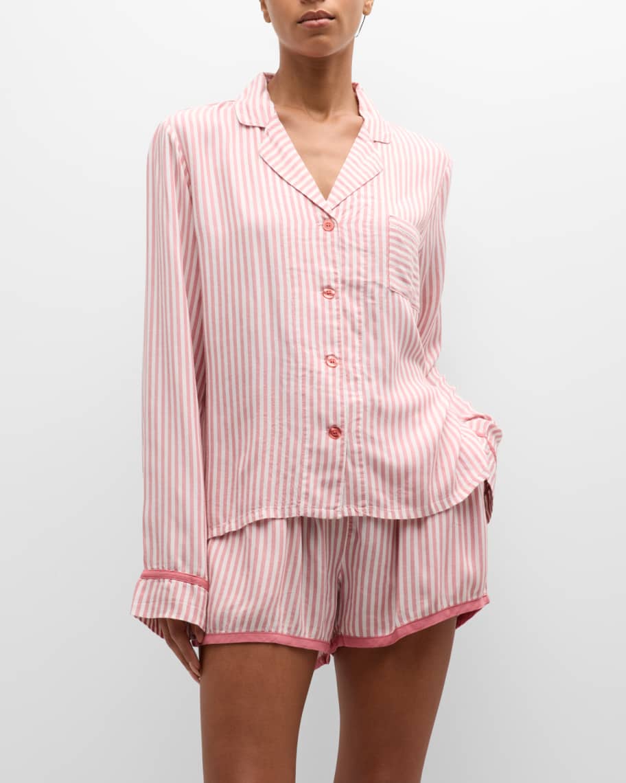 PJ Salvage Stripe Hype Long-Sleeve & Shorts Pajama Set | Neiman Marcus