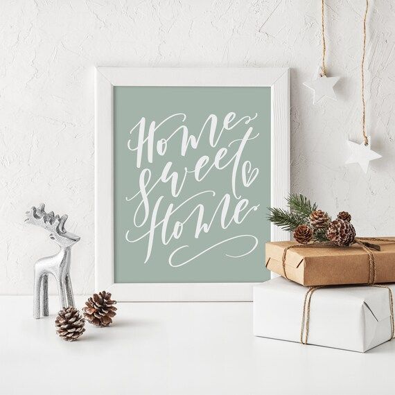 3 Colors, Home Sweet Home Printable Wall Art // Printable Quote, Calligraphy Quote, Holiday Gift, Ho | Etsy (US)