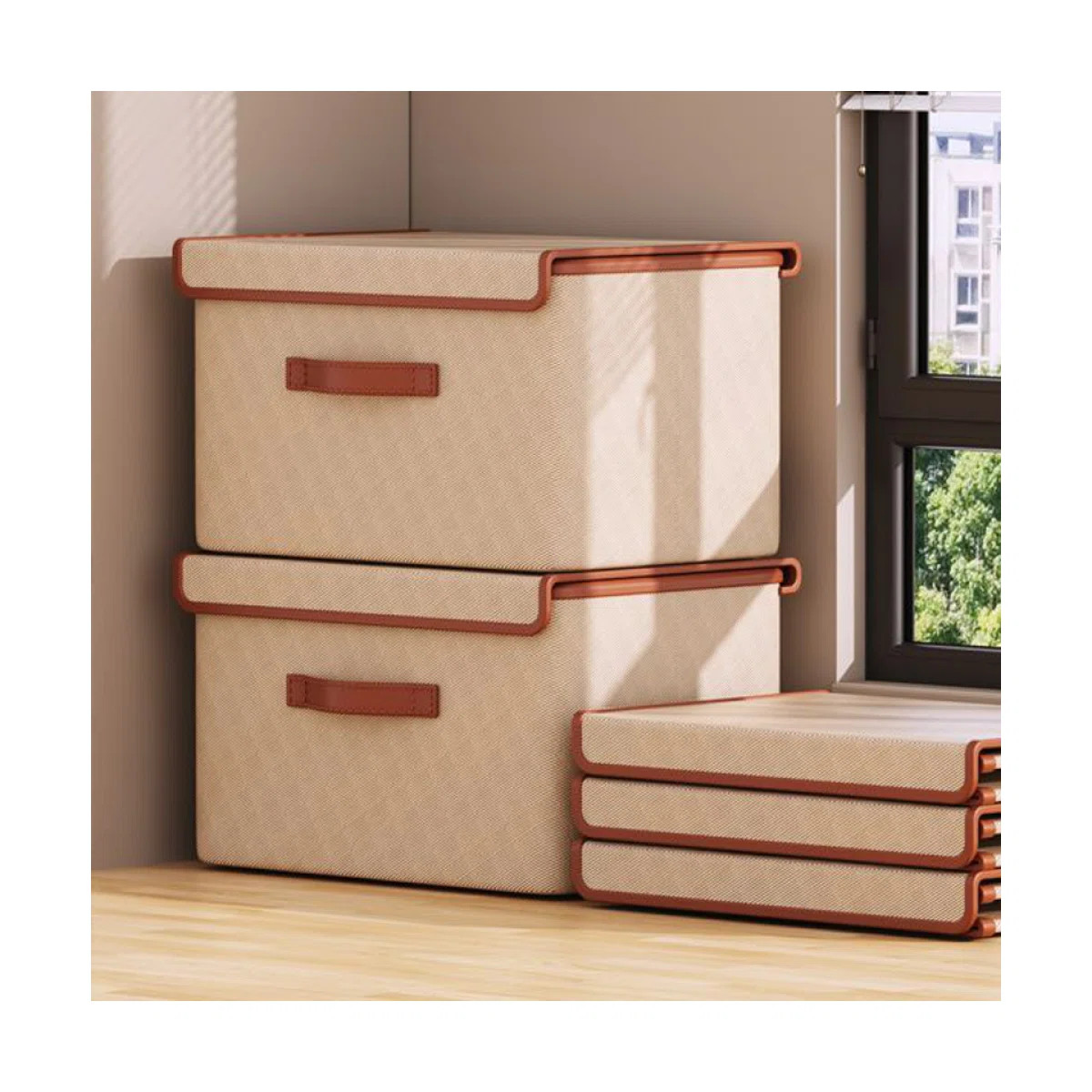 2 Pack Storage Bins With Lids, Collapsible Closet Organizer Container, Fabric Organizer Box With ... | Wayfair North America