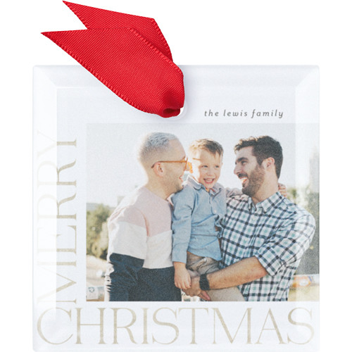 Modern Serif Merry Glass Ornament | Shutterfly