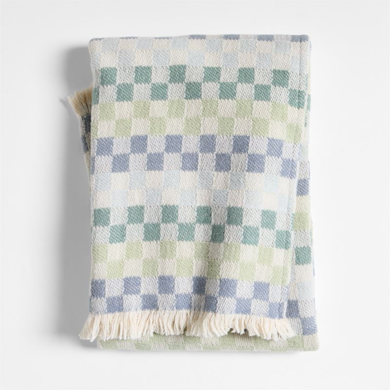 Multi Checker Cool Jacquard Woven Organic Cotton Baby Stroller Blanket | Crate & Barrel