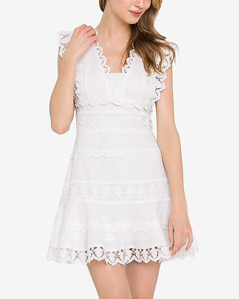 Endless Rose Lace Trim V-Neck Dress | Express