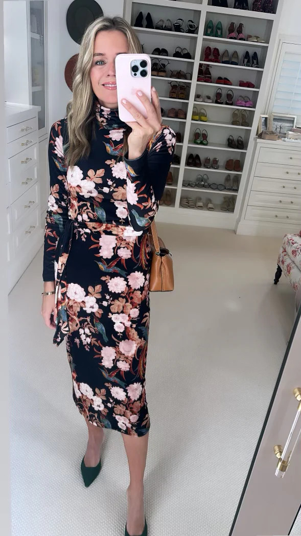 Piper Dress, Birds of Paradise Black Stretch Velvet | The Avenue