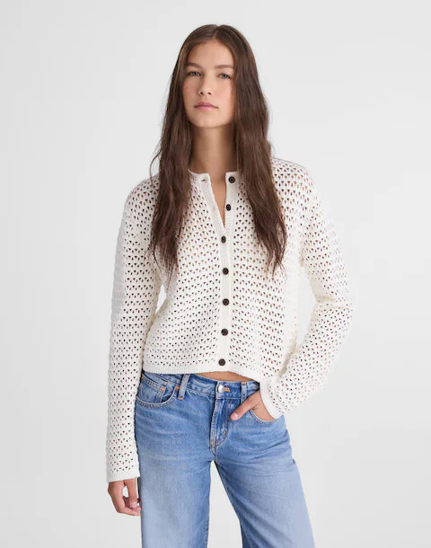Open-Stitch Crewneck Sweater | Madewell