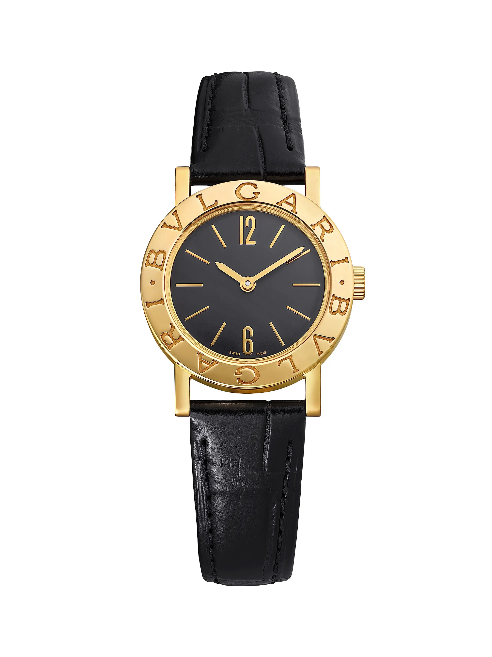 BVLGARI BVLGARI BVLGARI 18K Yellow Gold &amp; Leather Strap Watch/26MM | Saks Fifth Avenue | Saks Fifth Avenue