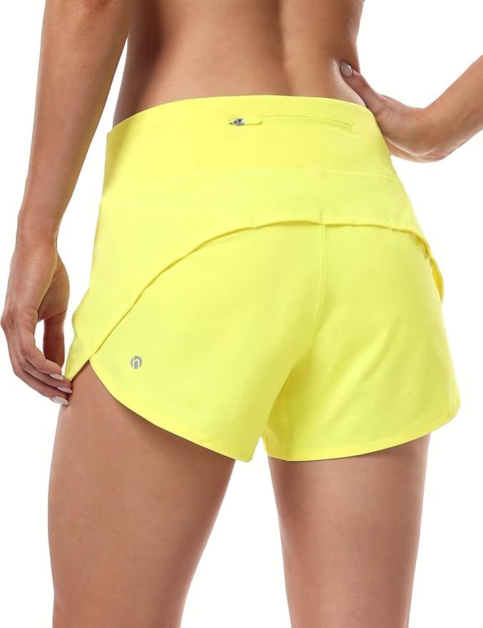 HeyNuts Focus Running Shorts for Women, Mid Waisted Athletic Shorts with Liner Workout Shorts wit... | Amazon (US)