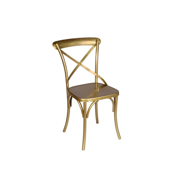 Eliora Metal Cross Back Side Chair in Metallic Gold | Wayfair North America
