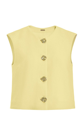 Exclusive Button-Detailed Wool Crepe Crop Top | Moda Operandi (Global)