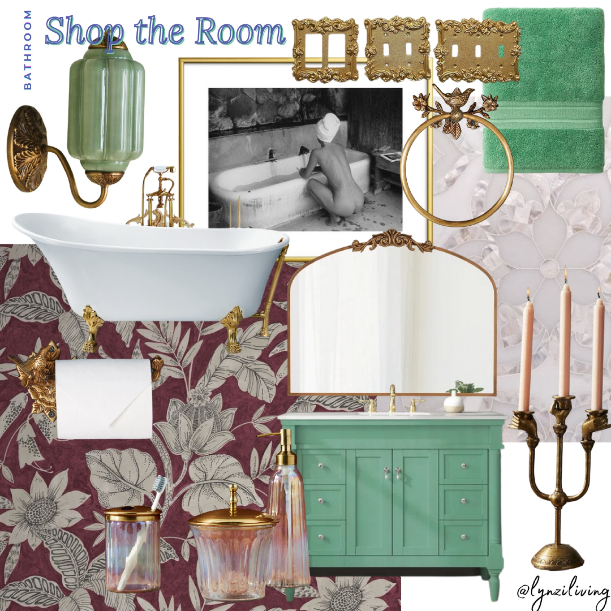 Shop the Room - Bathroom 

Bathroom design, bathroom decor, bathroom decorations, bathroom inspo, bathroom inspiration, bath towels, bathroom vanity, bathroom mirror, bathroom tile, bathroom accessories, green wall sconce, gold sconce, Anthropologie home, red wallpaper, burgundy wallpaper, maroon wallpaper, white claw foot tub, gold claw foot decor, burgundy and sea foam, gold toilet paper holder, bird toilet paper holder, iridescent bath accessories, sea foam green bathroom vanity, gold bathroom vanity, gold candelabra, Halloween candelabra, gold towel ring, bird towel ring, white bath tile, sea foam green bath towel, gold switch plate cover, fancy switch plate cover, gold framed wall art, bathroom wall art 

#LTKhome