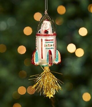 Babes in Toyland Collection Santa in Spaceship Glass Ornament | Dillard's