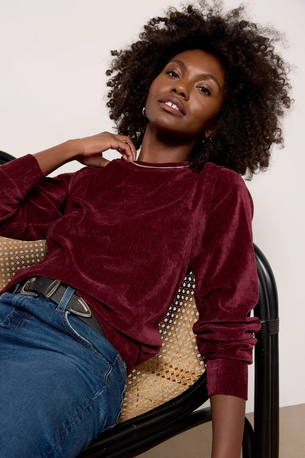 Holly Velour Pleated Pullover | Evereve