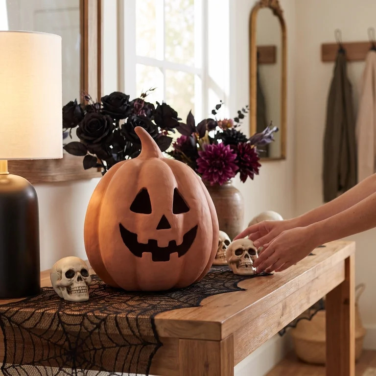 Paper Mache Jack-o'-Lantern Decoration, Brown, 8.25", Halloween by Way To Celebrate | Walmart (US)
