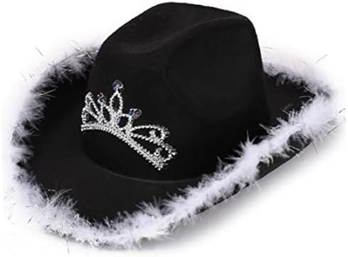 Black Cowgirl Hat Felt Feather Rhinestone Hat | Amazon (US)
