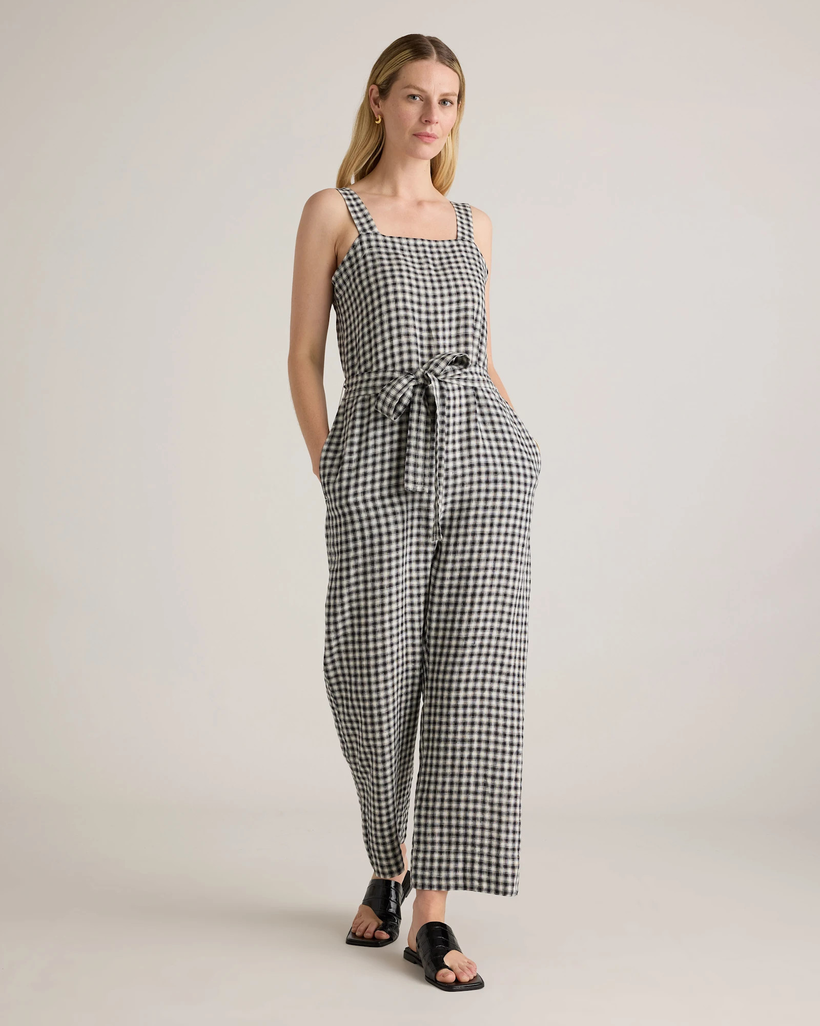 100% European Linen Square Neck Jumpsuit | Quince